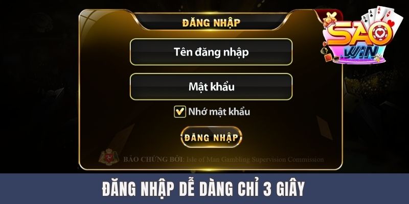 Đăng nhập Saowin dễ dàng chỉ 3 giây